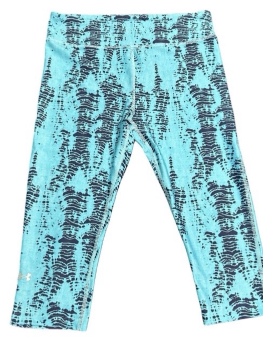 Under Armour Capri Leggings Women Large Island Blues Compression HeatGear